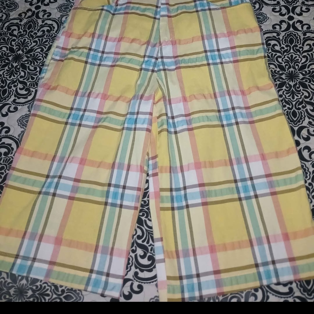 Mens Plaid Yellow Shorts